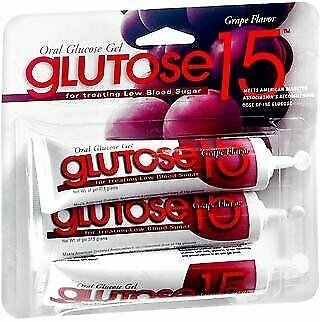 Glutose15 Oral Glucose Gel Grape Flavor, 3 - 1.3 oz Tubes, Bulk Pack of 4
