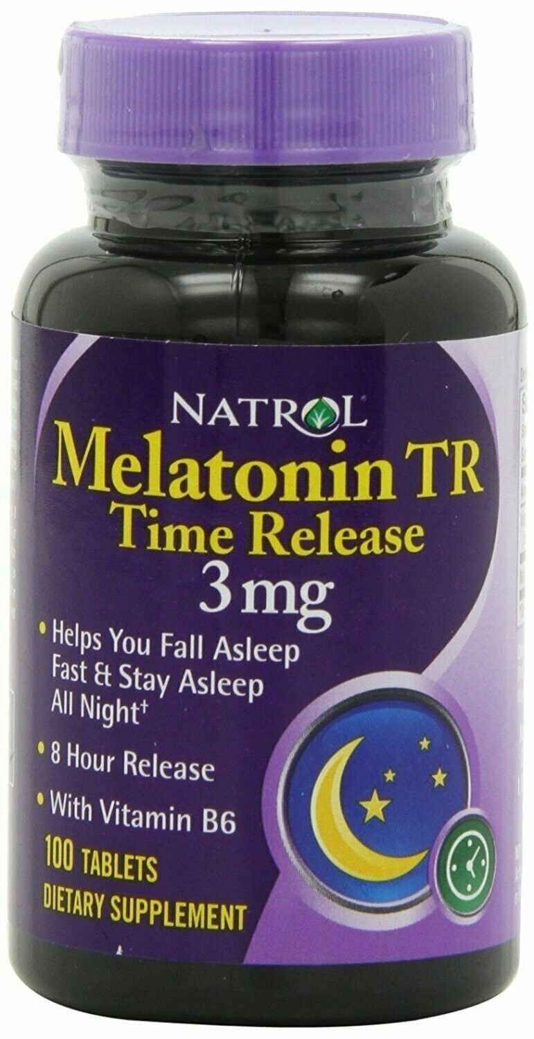 Natrol Melatonin TR Time Release 3 mg Tablets Sleep Aid 100 Count (Bulk Pack of 2)