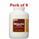 Rugby Niacin 500 mg Dietary Supplement 1000 Tablets (Bulk Pack of 8)