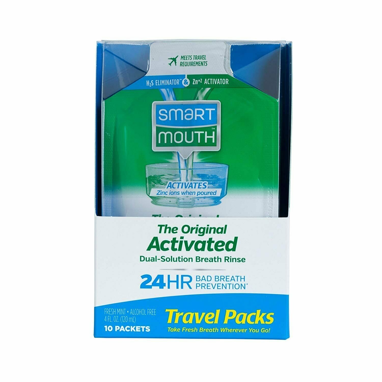 SmartMouth Mouthwash Dual-Solution Breath Rinse Fresh Mint, 10 ct, 12 Pack