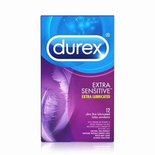 Durex Extra Sensitive Latex Condoms Ultra Fine & Extra Lubricated 12 Ct (6PK)