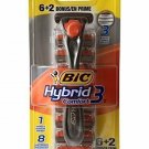 Bic Hybrid 3 Comfort Men Shaver 1 Ergonomic Handle/6 Cartridges (Bulk Pack of 8)