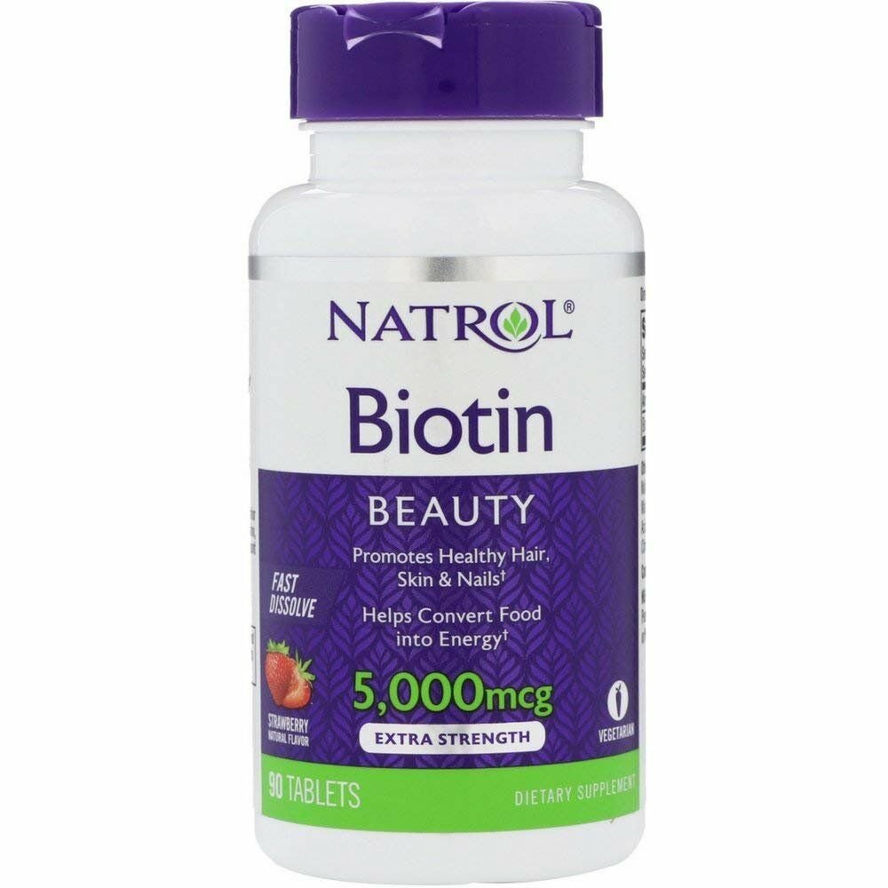 Natrol Biotin 5,000mcg Fast Dissolve, 90 Tablets (Bulk Pack of 12)
