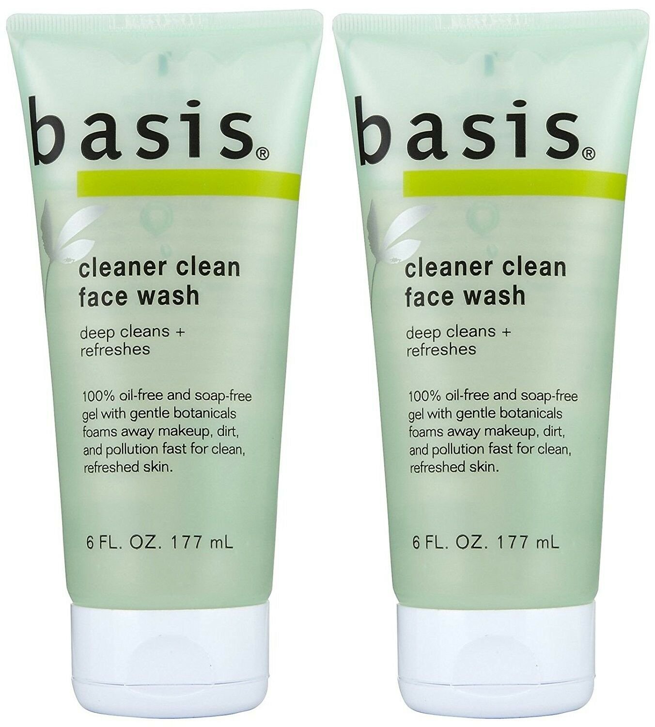 Basis Cleaner Clean Face Wash With Mint, Lemongrass And Aloe, 6 oz (PACK OF 2)