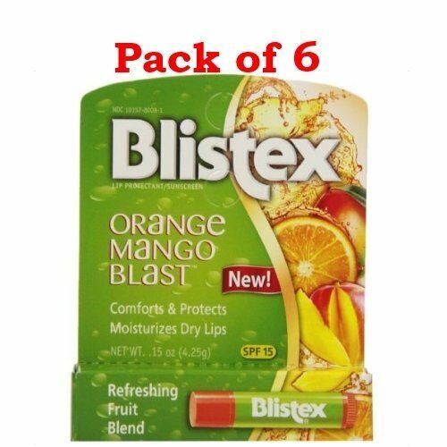 Blistex Lip Protectant, SPF 15 Orange Mango Blast, 0.15 oz (Bulk Pack of 6)