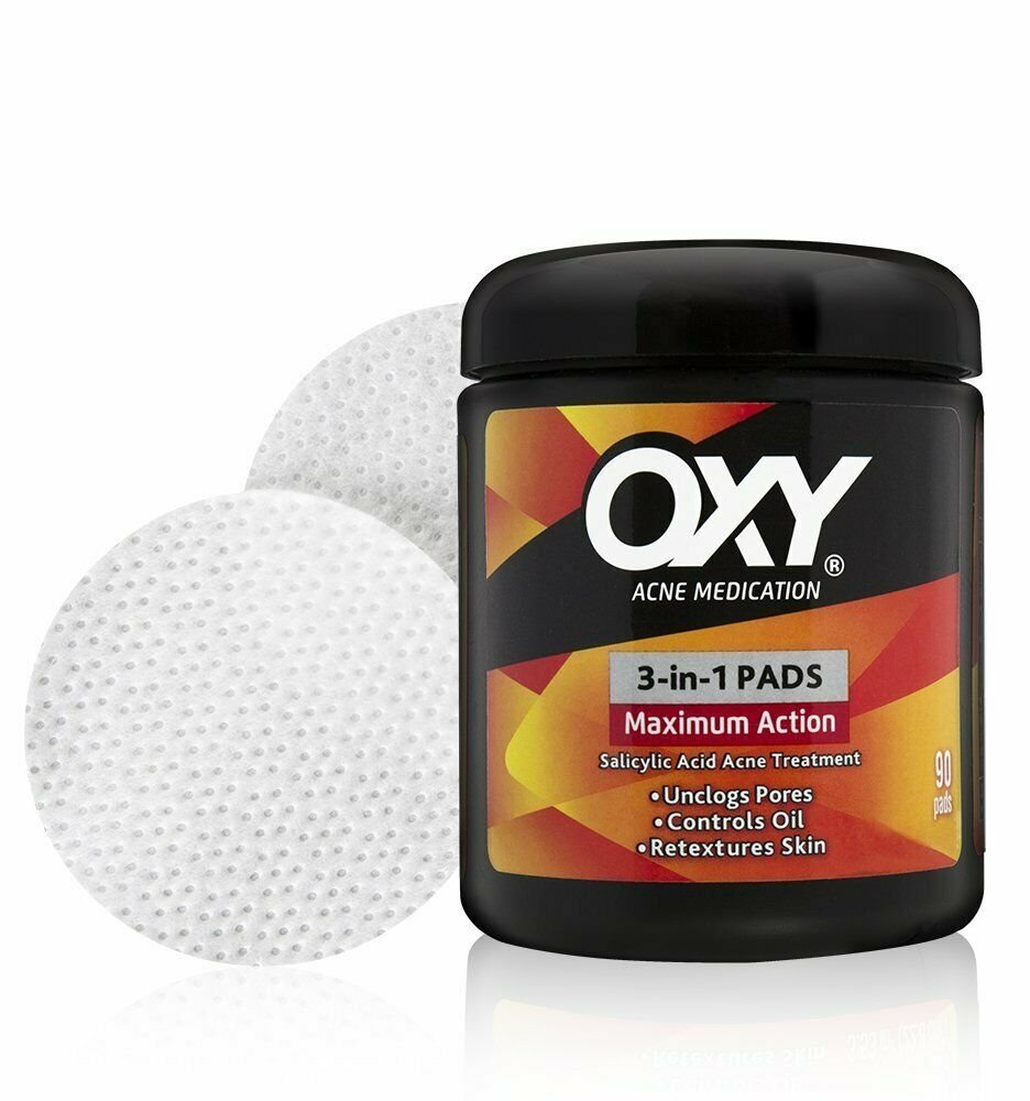 OXY Maximum Action 3In1 Treatment Pads Acne Medication 90 Count, 3 Pack
