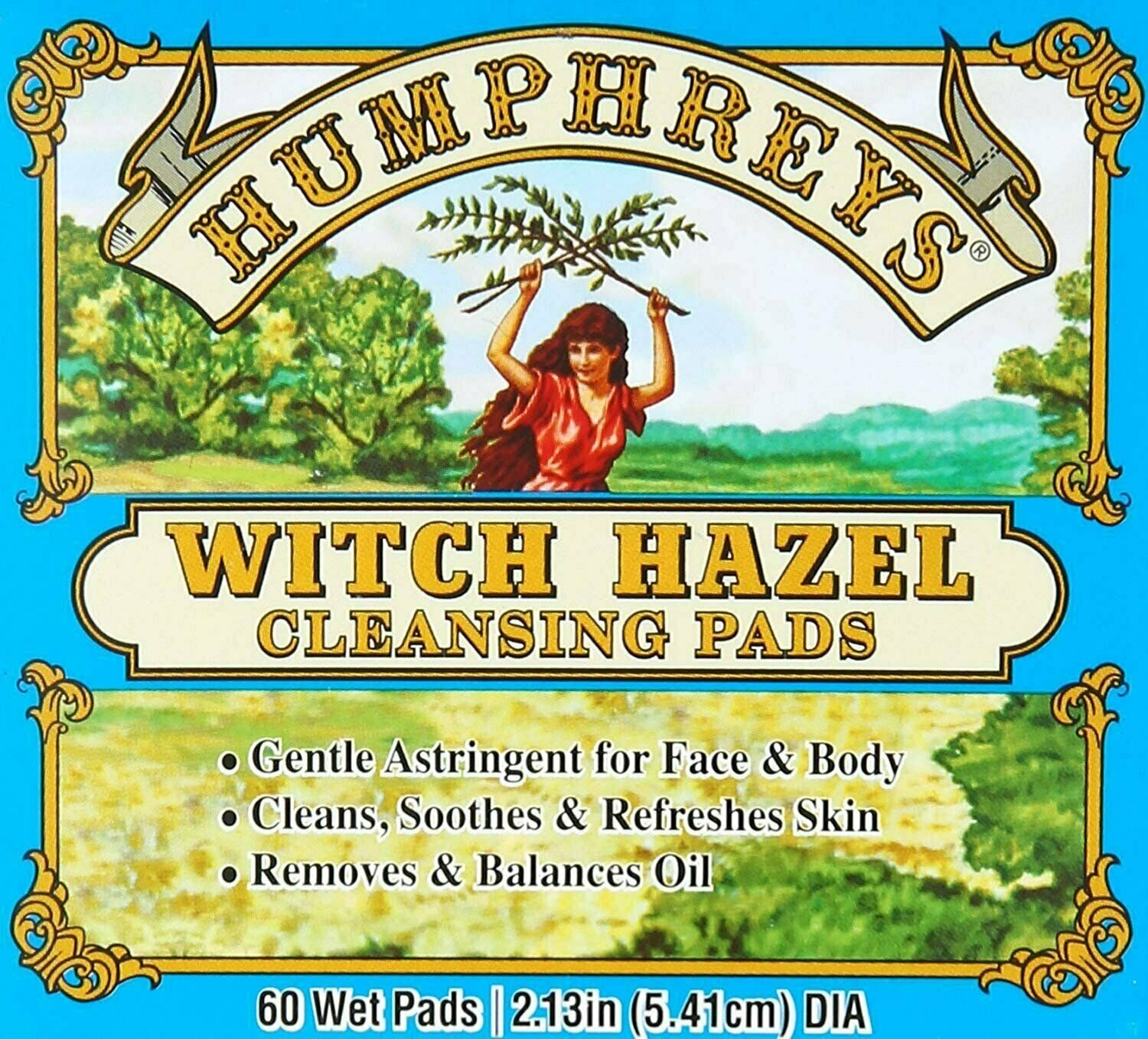 Humphreys Witch Hazel Cleansing Pads Soothes Irritation & Redness, 60ct