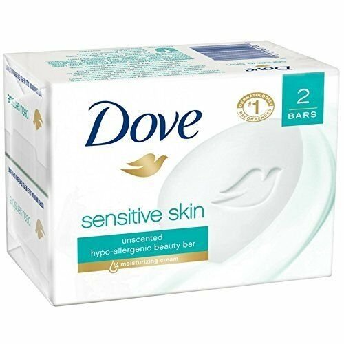 Dove Sensitive Skin Unscented Hypo-Allergenic Beauty Bar 4 oz, 2 ea (Bulk Pack of 24)