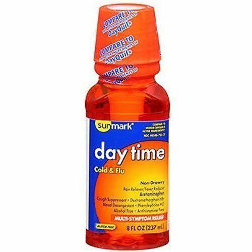Sunmark Cold & Flu Liquid Day Time Multi-Symptom Relief, 8 FL OZ, 3 Pack