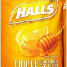 Halls Menthol Cough Drops Triple Soothing Action Honey-Lemon 80 Ea (Bulk Pack of 4)