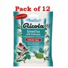 Ricola Sugar Free Herbal Throat Drops, Green Tea with Echinacea, 19 ct (PACK 12)