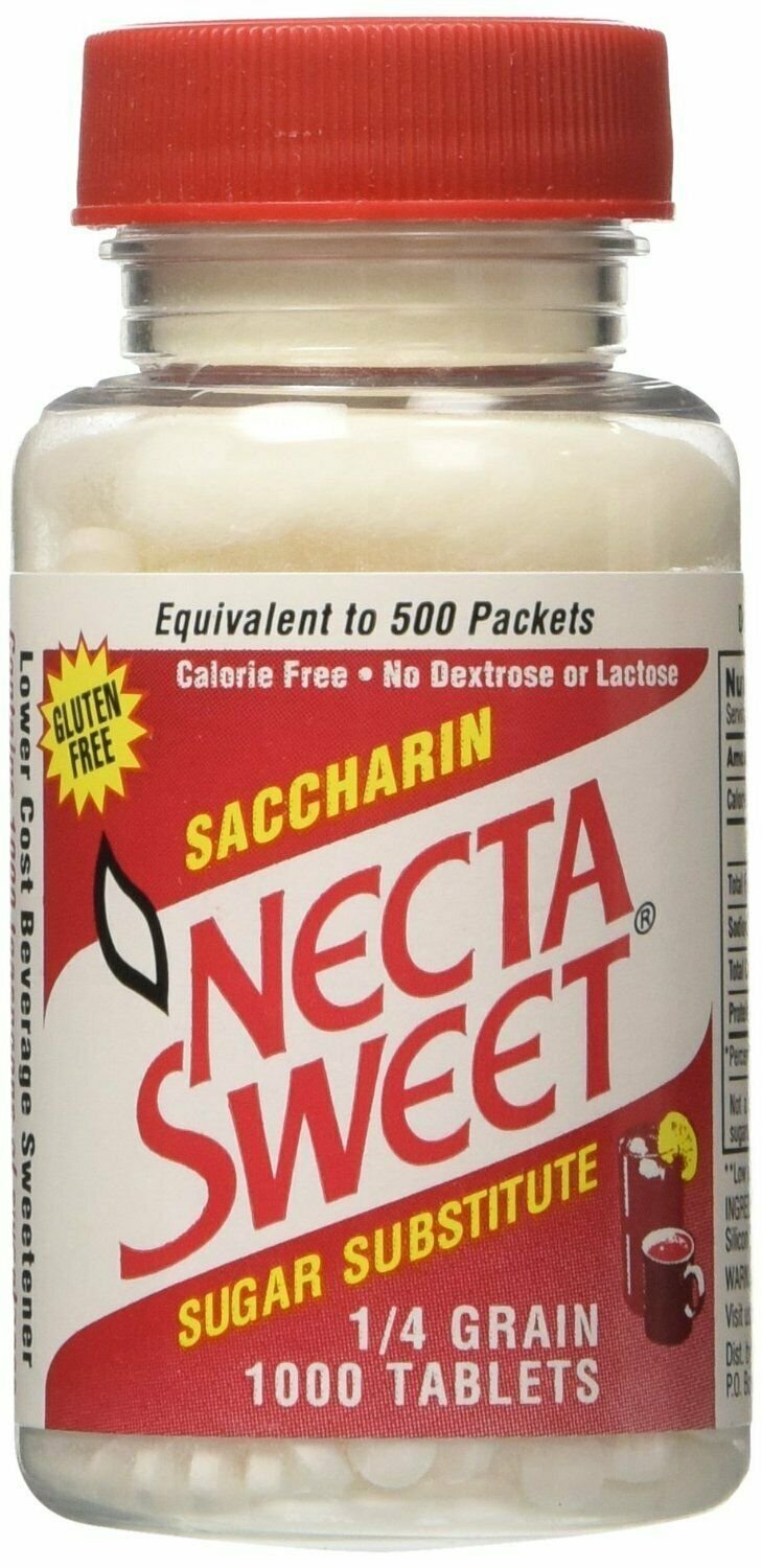 Necta Sweet Saccharin Sugar Substitute .25 Grain Calorie Free 1000 Ct, 12 Pack