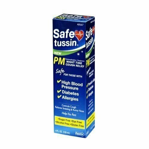 Safetussin PM Night Time Cough Relief Suppressant Antihistamine, 4 oz, Bulk Pack of 3