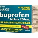 Ibuprofen Caplets, 200mg, Brown, 50ct (12 Pack) Bulk