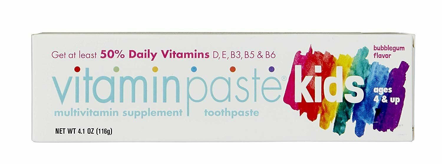 Vitaminpaste Kids Multivitamin Toothpaste Bubblegum Flavor 4.1 oz (Bulk Pack of 24)