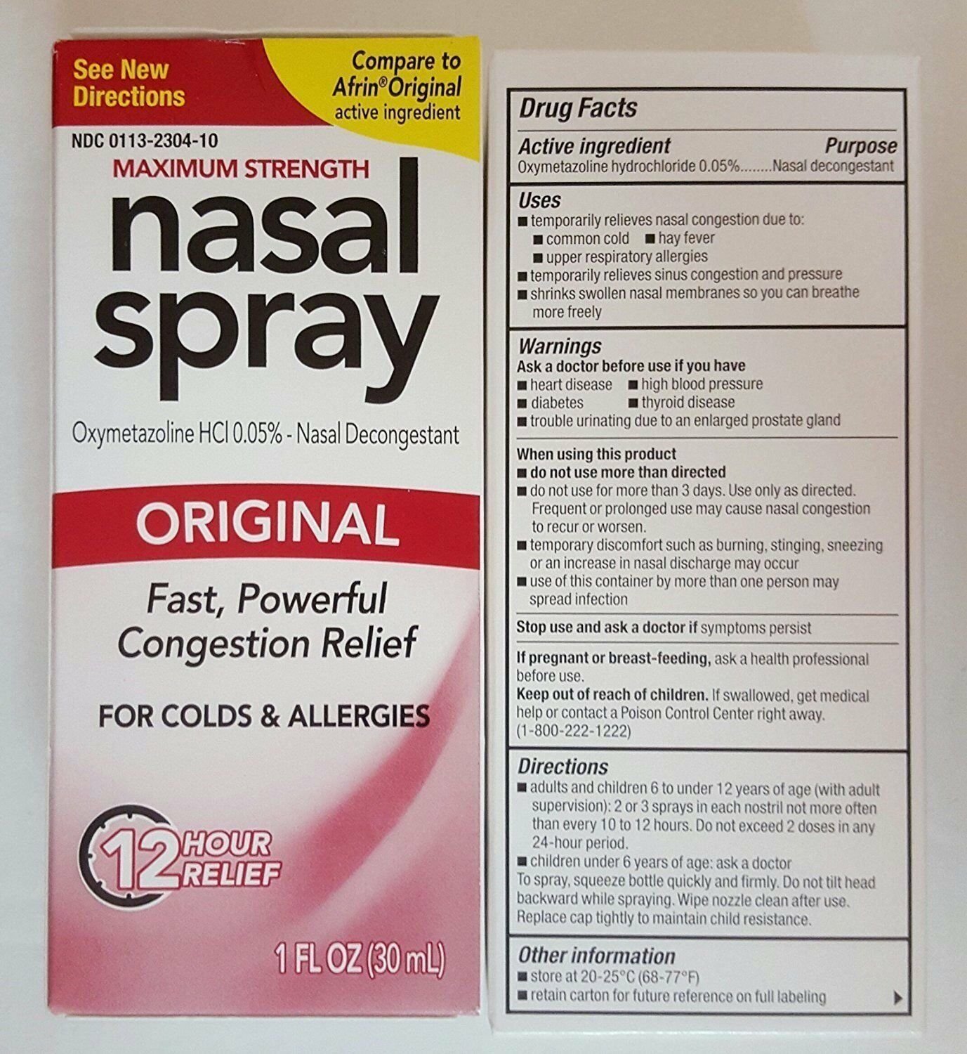 Perrigo Original Nasal Spray Maximum Strength 12 Hour Spray 1 oz (Bulk Pack of 4)
