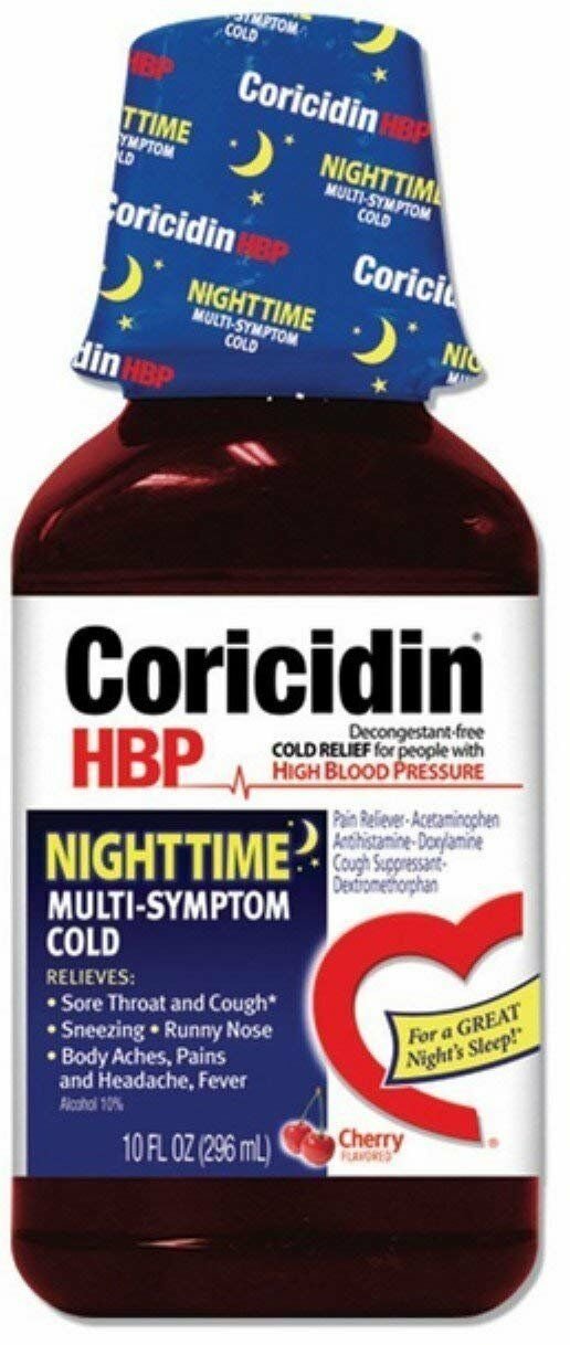 Coricidin HBP Nighttime Multi-Symptom Cold Liquid Cherry 12 oz (Bulk Pack of 11)