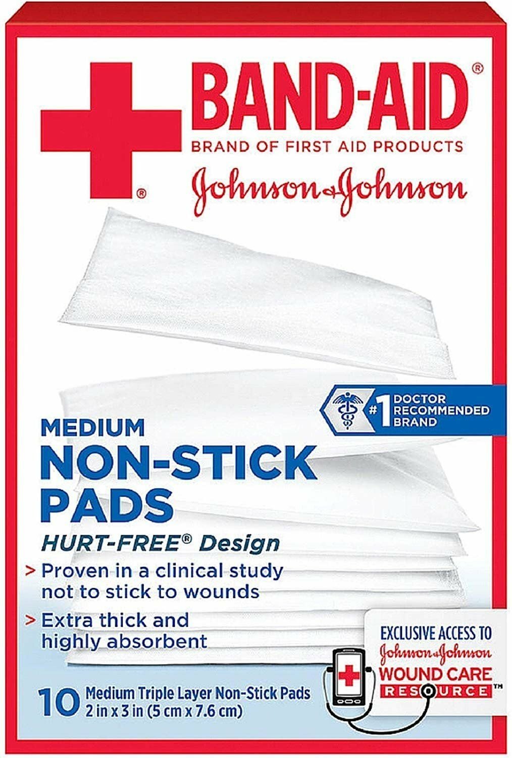 BAND-AID First Aid Non-Stick Pads, Medium, 2 in x 3 in, 10 ea (Bulk Pack of 7)