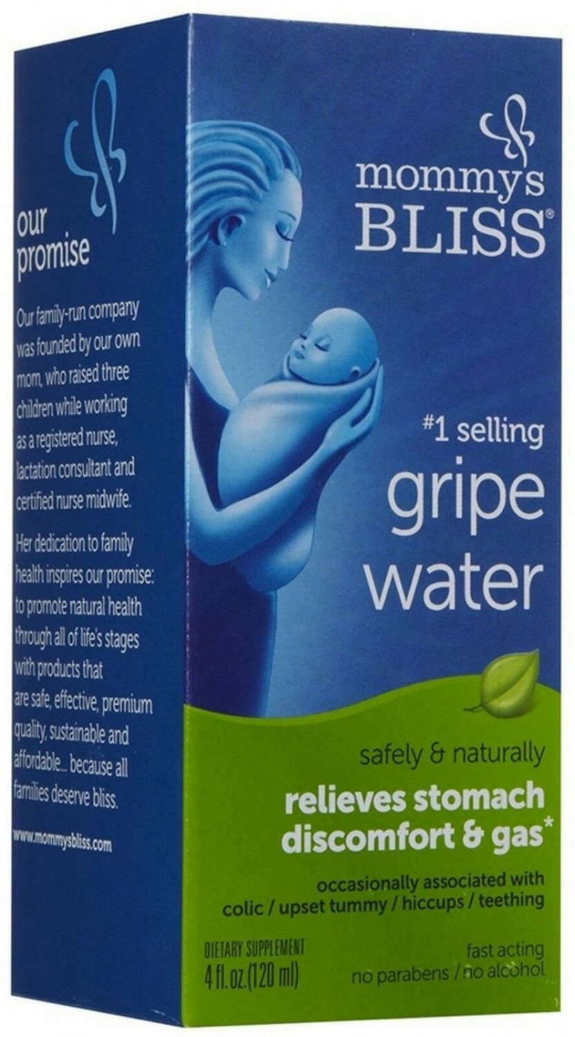 Baby's Bliss Gripe Water Liquid Relieves Stomach Discomfort & Gas 4 oz, 5 Pack