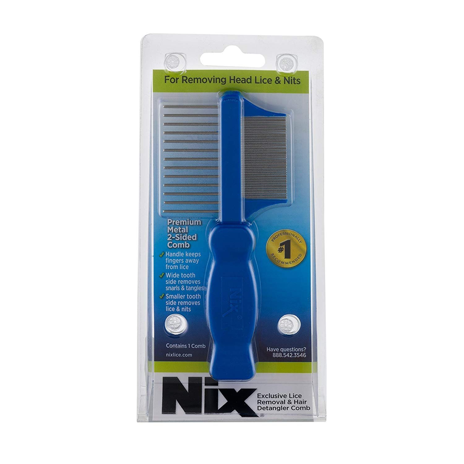 Nix Premium Metal Two Sided Comb For Removing Head Lice & Nits, 1 Count, 2 Pack