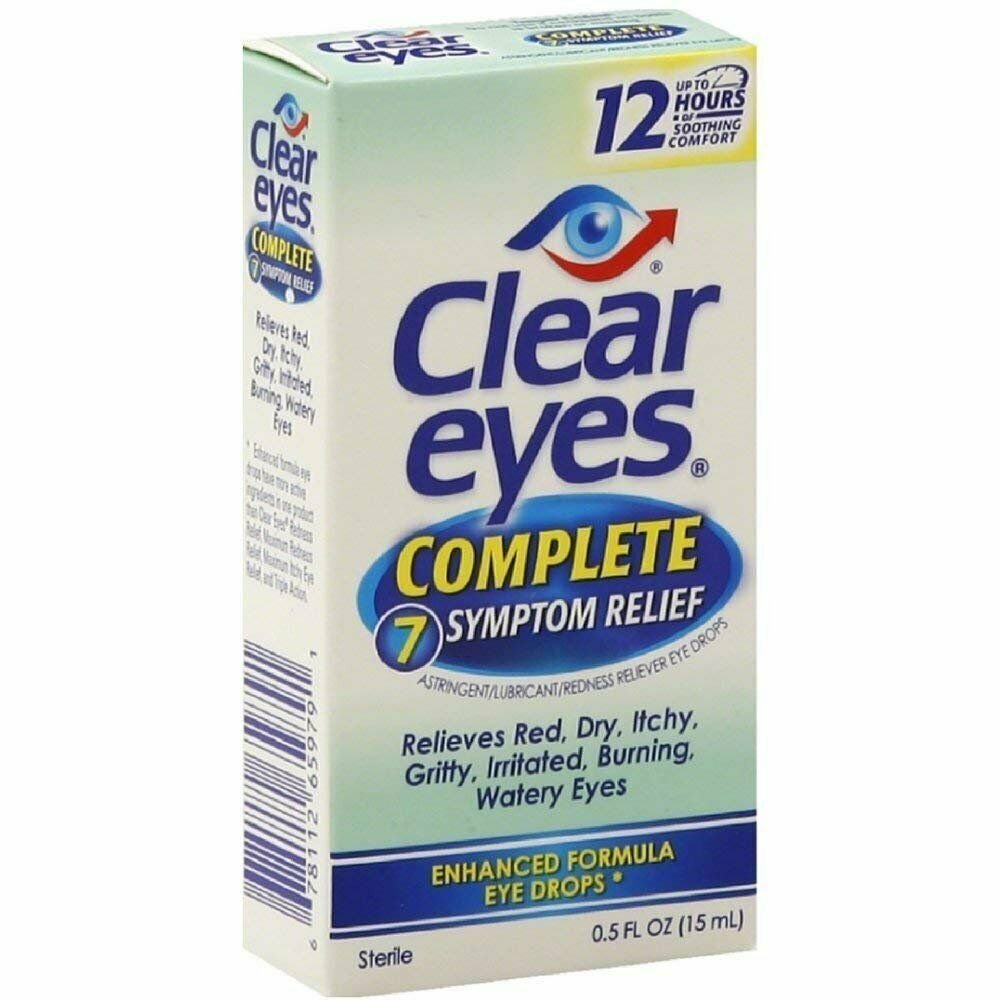 Clear Eyes Complete 7 Symptom Relief Eye Drops 0.50 oz (Bulk Pack of 4)