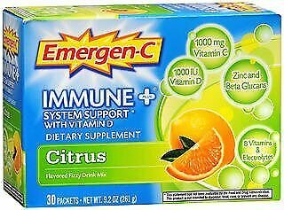 Emergen-C Immune+ System Support Citrus Fizzy Drink Mix 30 Packets (Bulk Pack of 3)