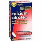 Sunmark Calcium Citrate + With Vitamin D Caplets - 60 ct, Bulk Pack of 6