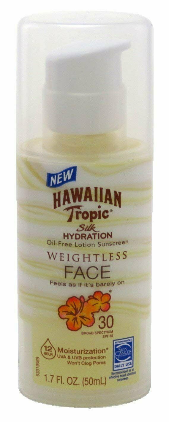 Hawaiian Tropic Silk Hydration Spf#30 Face 1.7 Ounce Weightless (50ml) (6 Pack) Bulk