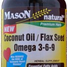 Mason Natural Coconut Oil / Flax Seed Omega 3-6-9 Softgels 60 Count, Bulk Pack of 3