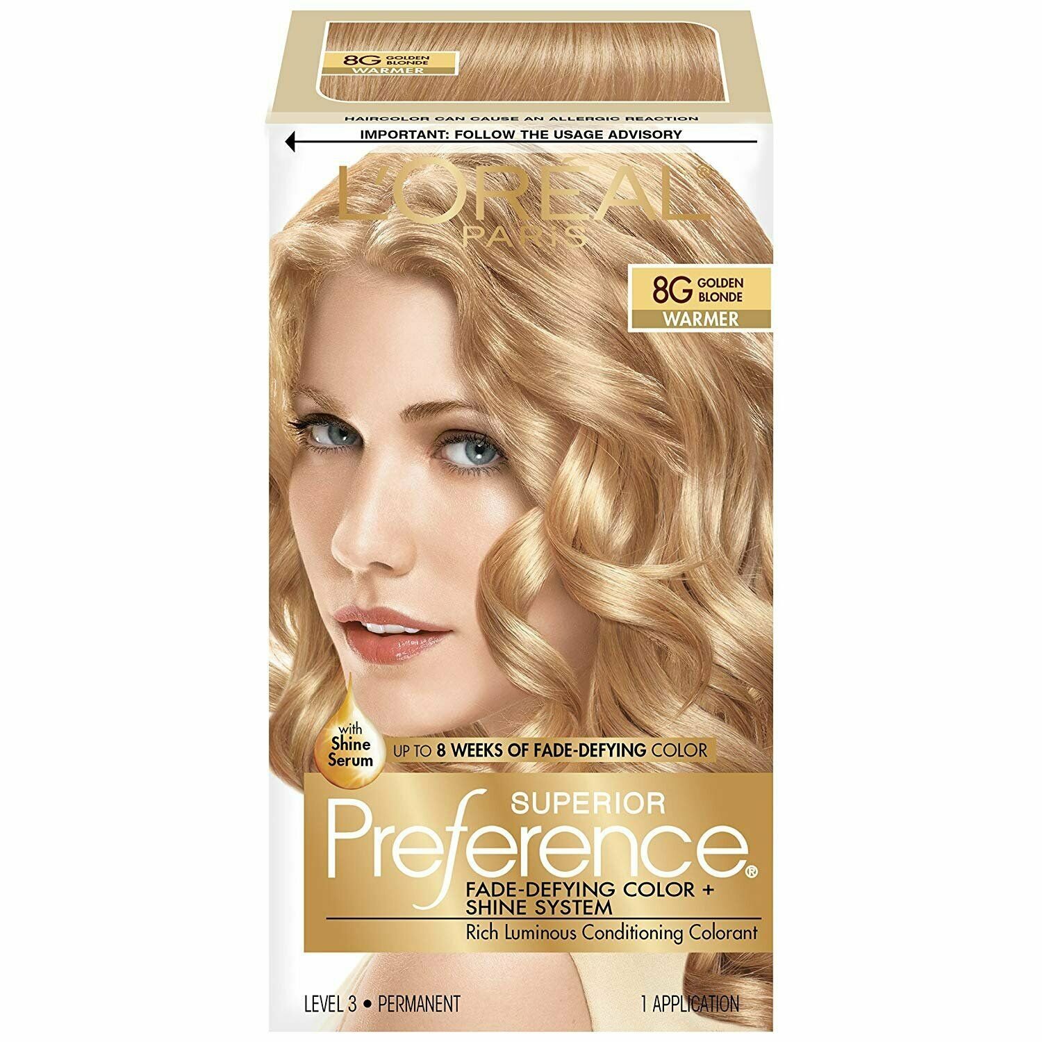 L'Or&Atilde;&copy;al Paris Superior Preference Permanent Hair Color, 8G Golden Blonde, 1 Pack
