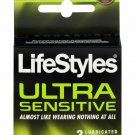 LifeStyles Ultra Sensitive Lubricated Latex Condoms Natural Feel 3 Ct (12 Pack) Bulk