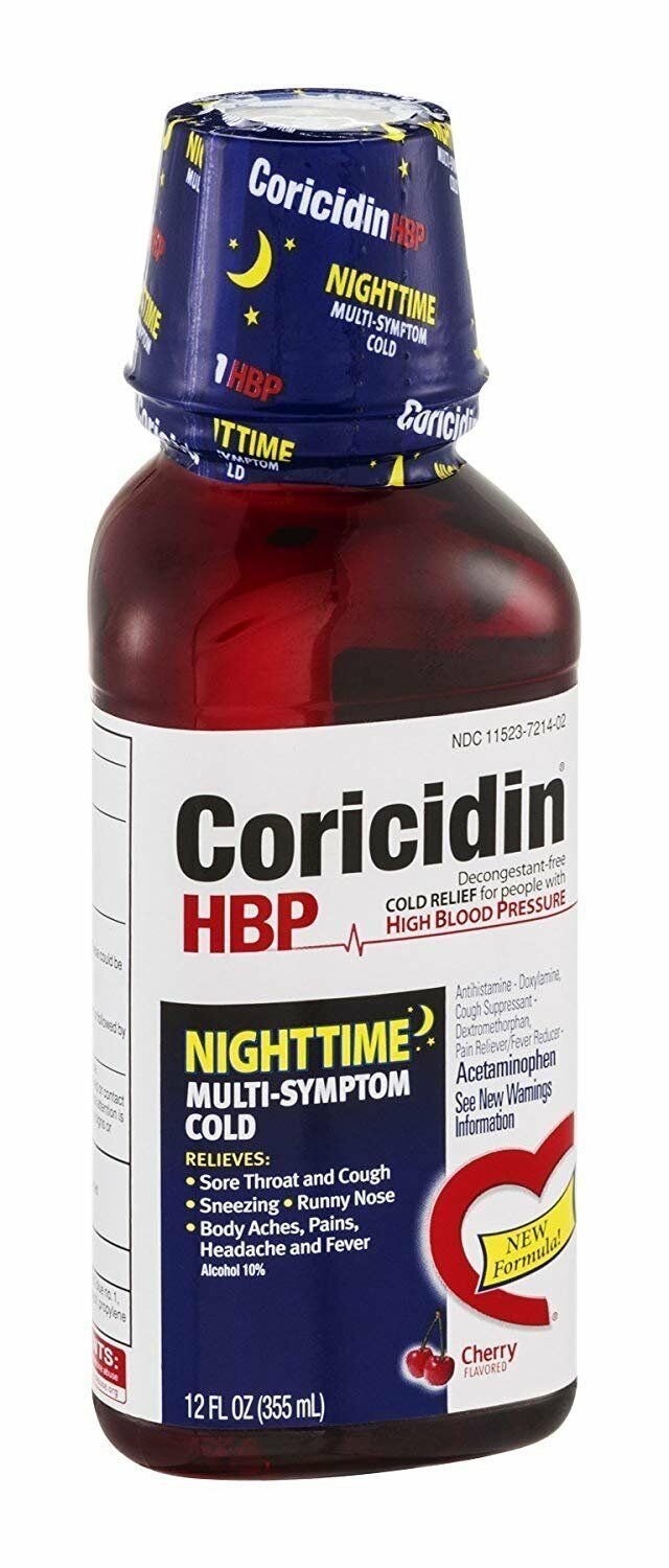 Coricidin HBP Nighttime Multi-Symptom Cold Liquid Cherr