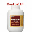 Rugby Niacin 500 mg Dietary Supplement 1000 Tablets (Bulk Pack of 10)
