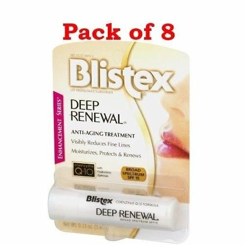 Blistex Deep Renewal Anti-Aging treatment, Co Q10, SPF 15, 3.69g (Bulk Pack of 8)