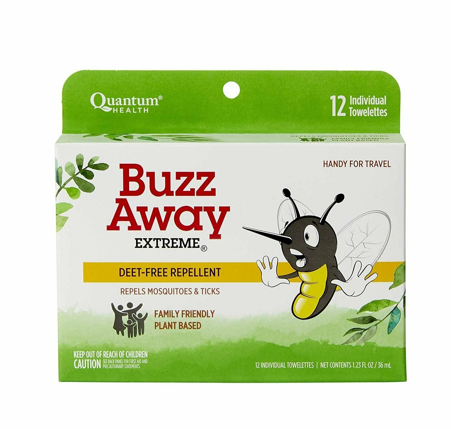 Quantum Health Buzz Away Extreme Towelettes - DEET-free Insect Repellent...