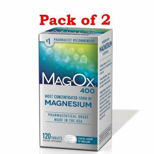 Mag-Ox 400 Magnesium Coated Tablets, Dietary Supplement, 120 count (PACK OF 2)