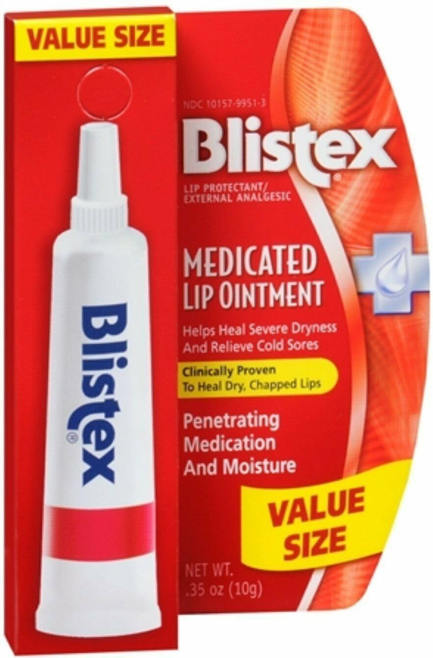 Blistex Medicated Lip Ointment Protectant for Dry Chapped Lips 0.35 oz (5Pack) Bulk