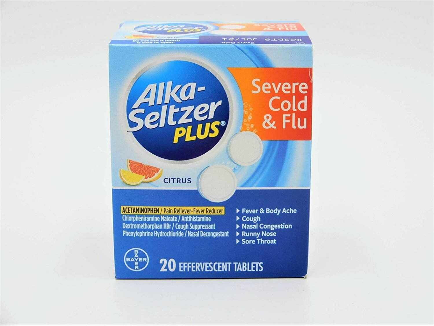 Alka-Seltzer Plus Severe Cold & Flu Formula Effervescent Tablets Citrus - 20...
