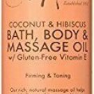 SheaMoisture Coconut & Hibiscus Bath, Body, & Massage Oil, 8oz Each (Bulk Pack of 4)