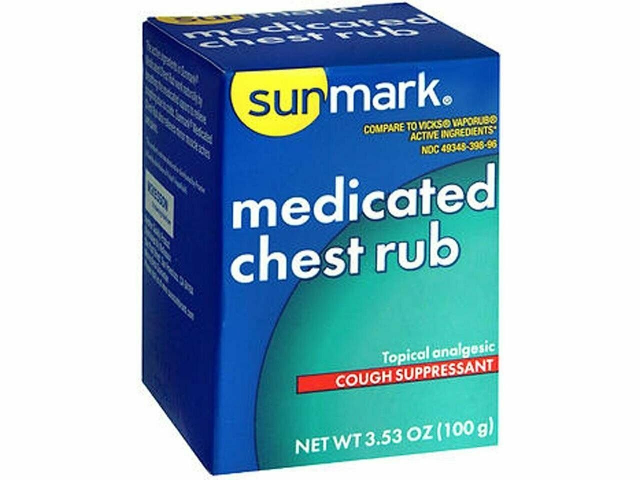 Medicated Chest Rub, Topical Analgesic Cough Suppressant 3.5oz Sunmark 12 Pack