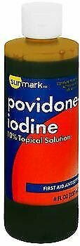 Povidone Iodine 10% Topical Solution First Aid Antiseptic Sunmark 8 oz, 6 Pack