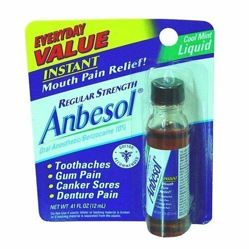 Anbesol Cool Mint Liquid Oral Anesthetic .41oz (12ml) - Bulk Pack of 6