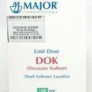 Major DOK Docusate Sodium Softgels 100 mg Stool Softener Laxative 100 Ct, 2 Pack