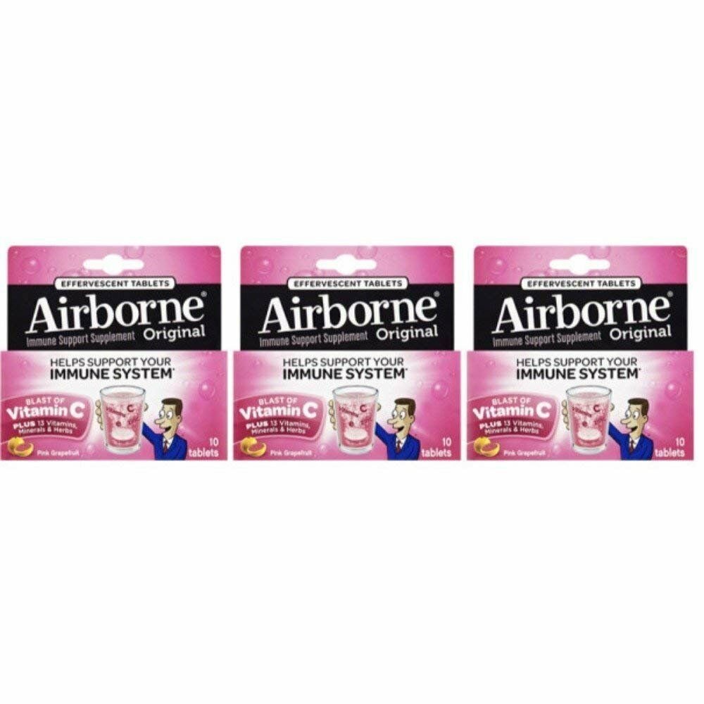 Airborne Pink Grapefruit Effervescent Tablets, 10 count - 1000mg of Vitamin C...