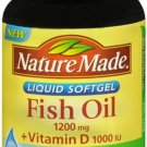Nature Made Fish Oil 1200 mg + Vitamin D Liquid Softgels 90 Count, 1 Pack