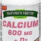 Nature's Truth Calcium 600 mg + D3 - 60 Coated Caplets, Bulk Pack of 6