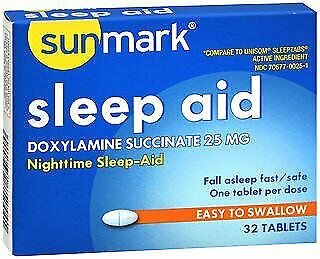 Sunmark Sleep Aid 25 mg Tablets Nighttime Sleep-Aid 32 Count (Bulk Pack of 12)