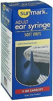 Sunmark Adult Ear Syringe Soft Vinyl Ear Wax Remover 3 oz Capacity (Bulk Pack of 6)