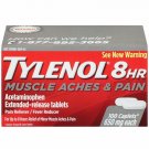 Tylenol 8 Hour Muscle Aches and Pain Caplets, 100 Count Per Bottle (5 Bottles)
