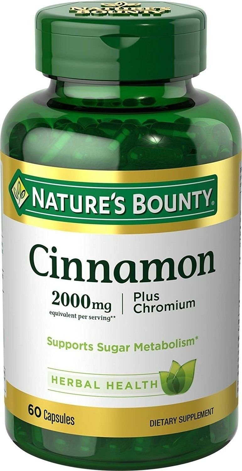 Nature's Bounty Cinnamon 2000 MG Plus Chromium Capsules 60 Count
